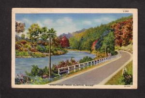 ME Greetings From Clinton Maine Linen Postcard