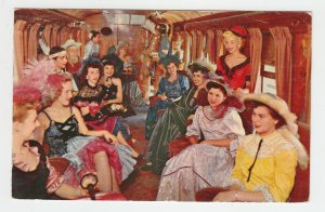 P2108, old postcard railroad car inside view the show girls come to town used