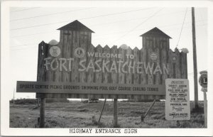 Welcome to Fort Saskatchewan Alberta Sign Unused Real Photo Postcard G78