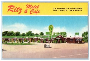 Fort Smith Arkansas AR Postcard Ritz Motel Cafe Building Exterior c1940 Unposted