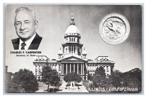 Illinois Capitol Charles Carpenter Inset Springfield IL UNP Chrome Postcard M18