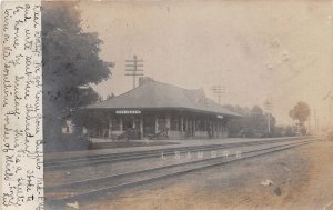 J36/ Sturgis Michigan RPPC Postcard c1910 LS&MS Railroad Depot Station  266