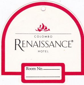 Sri Lanka Colombo Renaissance Hotel Vintage Luggage Tag sk3223