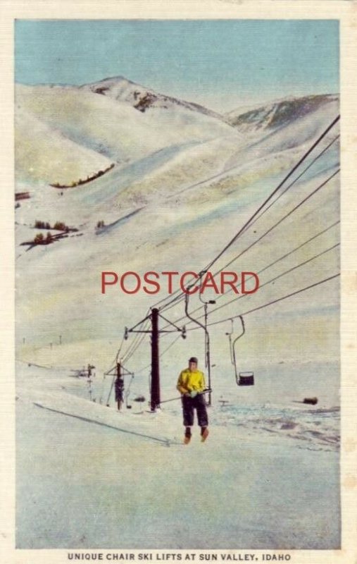 UNIQUE CHAIR SKI LIFTS AT SUN VALLEY, ID a Union Pacific Pictorial Post Card