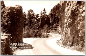 Road Scene Needles Highway Black Hills South Dakota SD Real Photo RPPC Postcard