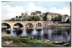 CPA Angers Maine et Loire Le Pont de la Basse Chaine sur la Maine vers le Châtea