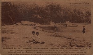 Vintage Postcard 1926 A Beach For Moderate Depth For Children Lucerne-In-Maine