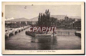 Old Postcard Geneva and Mont Blanc