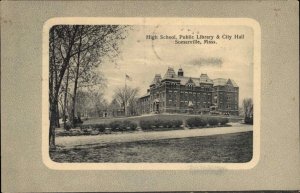 Somerville Massachusetts MA High School Library City Hall c1910 Postcard
