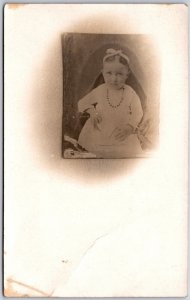 Toddler Photograph Sitting On Chair White Long Sleeve Postcard