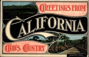 California God's Country Large Letter c1910 Vintage Postcard