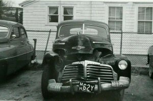 RPPC Postcard Front End Damage of a 1951 Chevy New Jersey License Plate