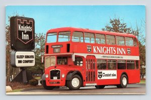 Knights Inn Double Decker Bus Advertising UNP Unused Chrome Postcard P4