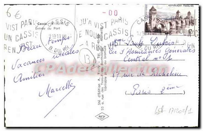 Old Postcard Cassis Entree Du Port