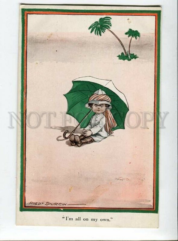 3134475 Boy TRAVELLER Desert UMBRELLA by SPURGIN vintage COMIC