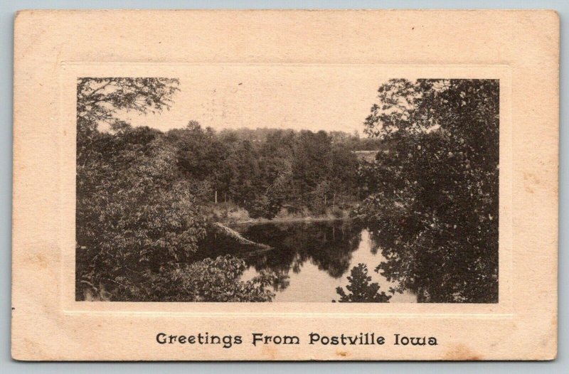 Postville IowaView on Williams CreekTrees Reflect in Water1910 B&W Postcard