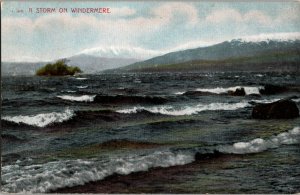 A Storm on Windermere Lake District England Vintage Postcard C1910