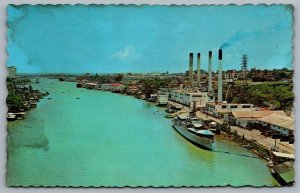 Postcard Santo Domingo Dominican Republic c1964 Pier and Harbor Ship Town