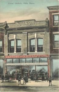 c1910 Guthrie Oklahoma Kress Store Street View Hand Colored Postcard