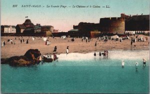 France Saint-Malo Le Grande Plage Vintage Postcard 09.11