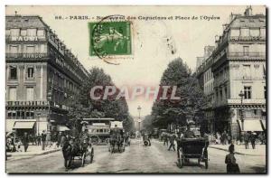Paris - 9 - Boulecard Place des Capucines and the & # 39Opera - horse - horse...