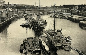 British Royal Navy Brest War Port France Harbour of War WWI c.1910 Postcard