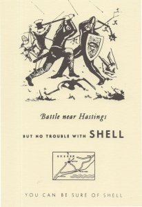 Battle Of Hastings Sussex Rare Map Sussex Shell Petrol Postcard