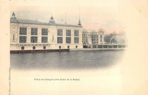 PARIS FRANCE EXPOSITION PALACE ALONG THE SEINE RIVER POSTCARD 1900 (DS)