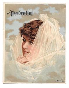Prudential Insurance Victorian Trade Card Veiled Woman 
