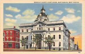 MARTINSBURG, West Virginia WV   BERKELEY COUNTY COURT HOUSE   c1940's Postcard