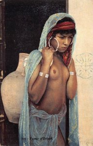TYPES D' ORIENT WOMAN NUDITY NELLA LIBIA ITALIANA WATER VESSEL POSTCARD (c.1911) 