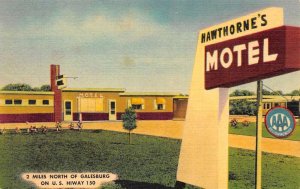 Galesburg Illinois Hawthorne Motel Linen Vintage Postcard AA65132