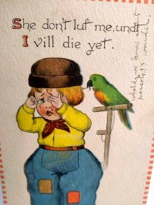 Dutch Boy With Parrot Barton & Spooner Original Vintage Postcard Series C.S. 440