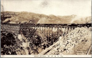 c1915 YUKON ALASKA W.P. & Y RAILROAD STEEL BRIDGE PHOTO RPPC POSTCARD 38-178