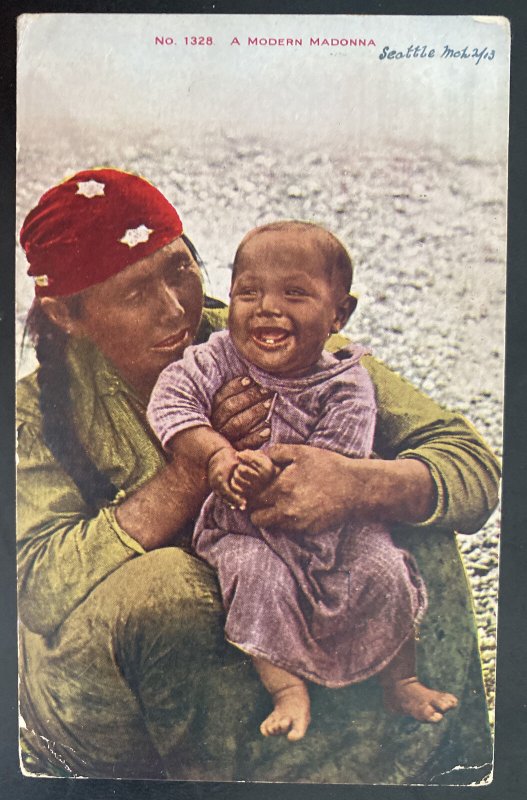 1913 Seattle WA USA Picture Postcard Cover Native American Indian Modern Madonna 