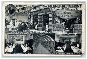 1936 Greetings from Gabriel's Pilsner Restaurant Vienna Multiview Postcard