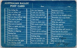 1909 Australian Ballot Box Marked Sweet Messages Posted Postcard