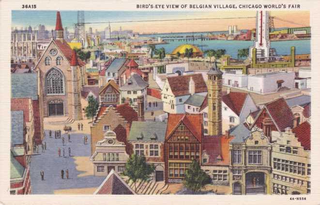 Belgian Village - World Fair 1934 Chicago IL Illinois Linen 