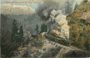 Vintage Postcard Sacramento Canyon and Mt. Eddy Train Railroad Siskiyou County