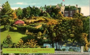 VINTAGE POSTCARD GOVERNMENT HOUSE RESIDENCE OF Lt-GOVERNOR VICTORIA B.C. 1940s