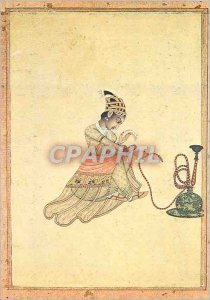 Modern Postcard Paris Musee Guimet Woman Hookah India Marghole eighteenth cen...