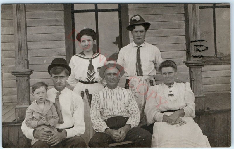 c1910s Old World Family Lineage House RPPC Classy Children Men Real Photo A143