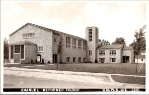 Real Photo Postcard Emanuel Reformed Church in Waupun, Wisconsin