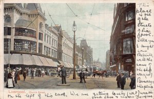 LIVERPOOL ENGLAND~CHURCH STREET-BOBBIE-HORSE CARTS~1903 POSTCARD