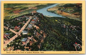 VINTAGE POSTCARD AERIAL VIEW OF THE TOWN OF LOOKOUT MOUNTAIN TENNESSEE c. 1945