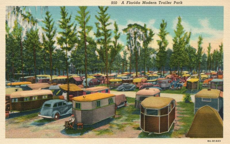 FLORIDA MODERN TRAILER PARK VINTAGE POSTCARD