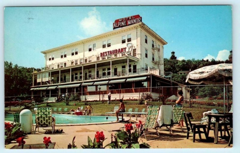 HIGHLANDS, New Jersey NJ ~ Roadside ALPINE MANOR MOTEL Dining Bar 1960s Postcard