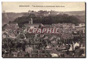 Old Postcard General view and Besancon Cathedral St. John