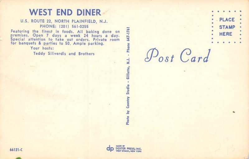 Plainfield New Jersey West End Diner, Multi-View Chrome Vintage Postcard U12601