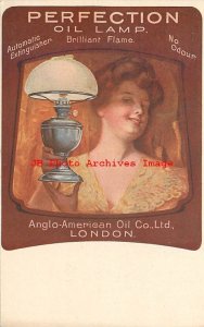 Advertising Postcard, Anglo-American Oil Company, Perfection Oil Lamp, London